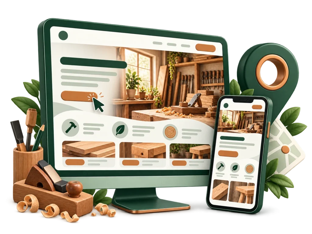 Illustration d’un site professionnel sur ordinateur et mobile
